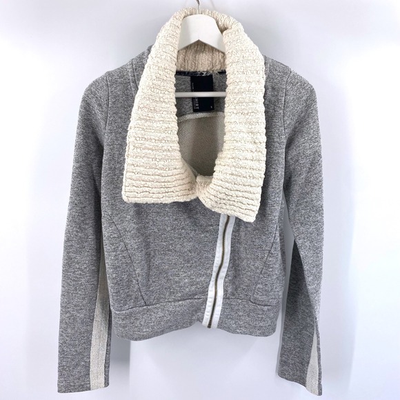 Anthropologie Dolan Knit Moto Jacket Ribbed Collar‎ Zip Front Heather Gray Small - Picture 1 of 9